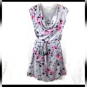 Kensie grey gray floral print dress NEW NWT medium
